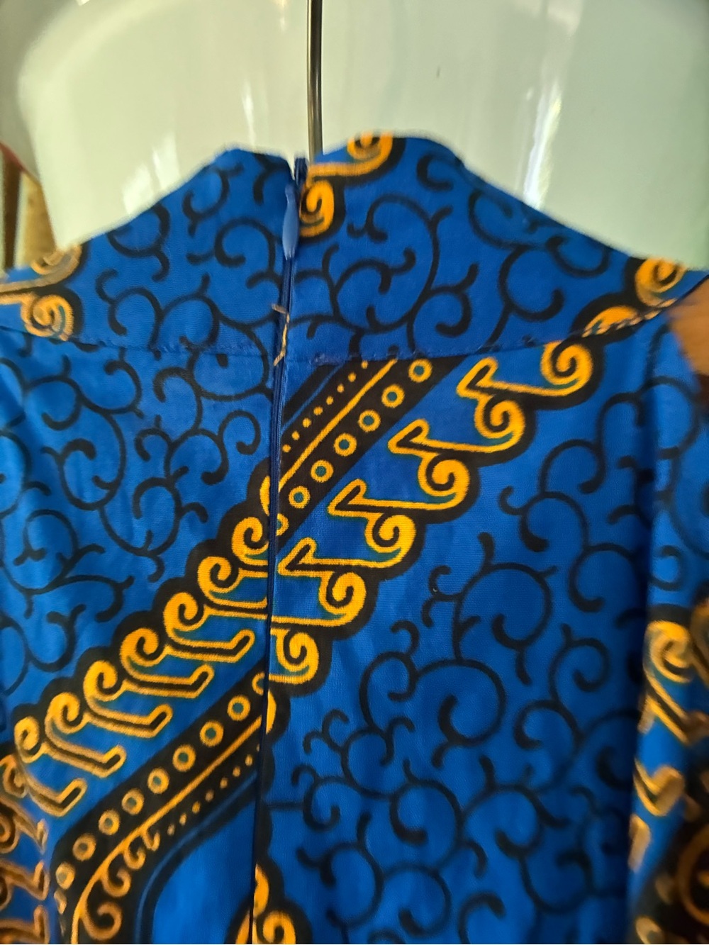 D’Iyanu sz 3X African Halter Blue & Gold Patterned Maxi Dress nwt - Picture 9 of 10